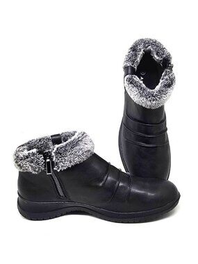 ARRAY Natalie Zip Up Faux Fur Black Ankle Boots Women's Size 11